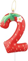 Strawberry design 2nd birthday cake candle

