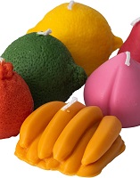 Set of 6 assorted fruit shaped candles