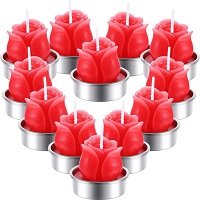 Rose bud tealight candles - 12-piece pack