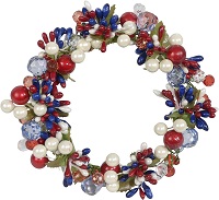 4th of July pip and pearl berry pillar candle wreath