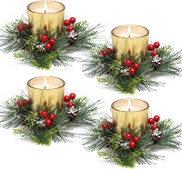 Christmas votive candle holder centerpieces - Set of 4
